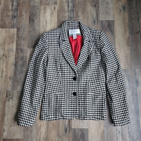 Vintage Hugo Buscati Collection Wool Blazer Women's 10 Black White... - Picture 2 of 7
